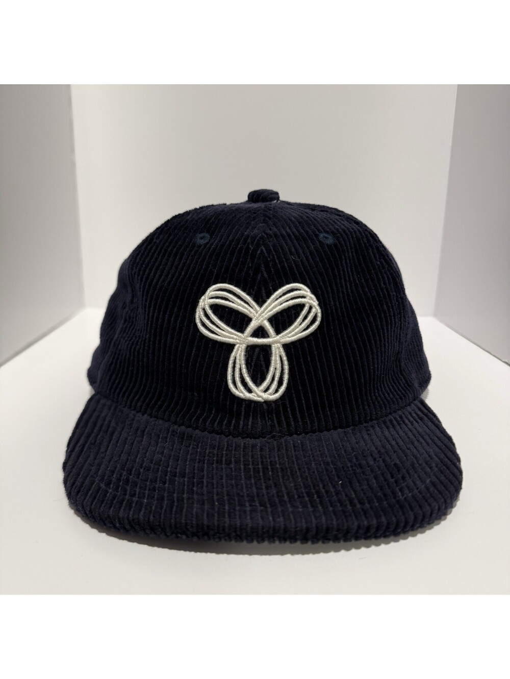 Aritzia Tna Corduroy Baseball Cap Navy Blue Embroidered Spiro Logo Adjustable